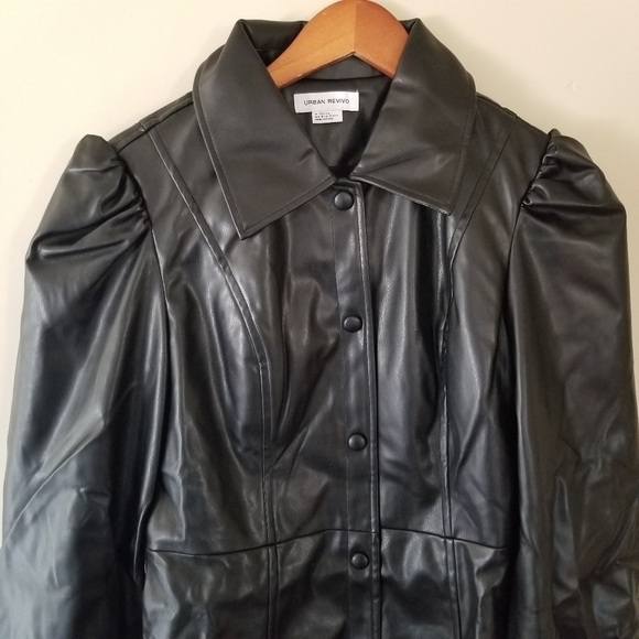 Nwot Urban Revivo Faux Leather Skater Mini Dress in Black Size 6 - Picture 7 of 9